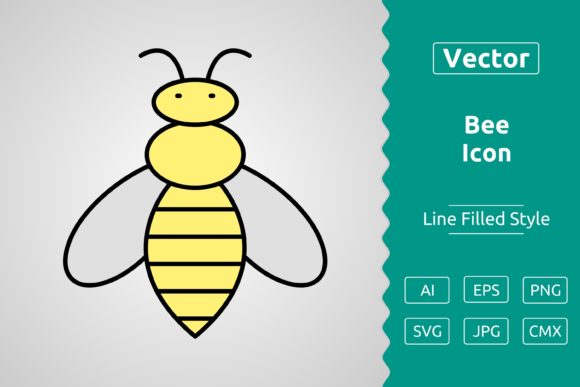 Vector Bee Filled Outline Icon Graphics
