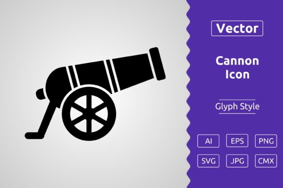 Vector Cannon Glyph Icon Graphics
