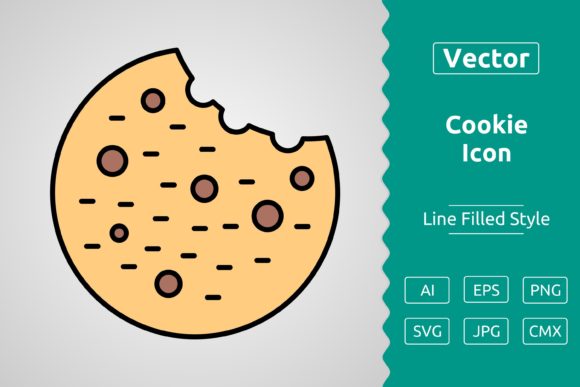 Vector Cookie Filled Outline Icon Graphics