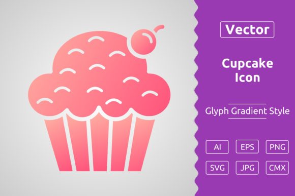 Vector Cupcake Gradient Icon for Modern Branding