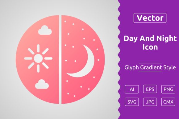 Vector Day and Night Gradient Icon Enhances Editorial Design