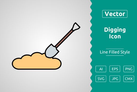 Vector Digging Filled Outline Icon for Modern Design