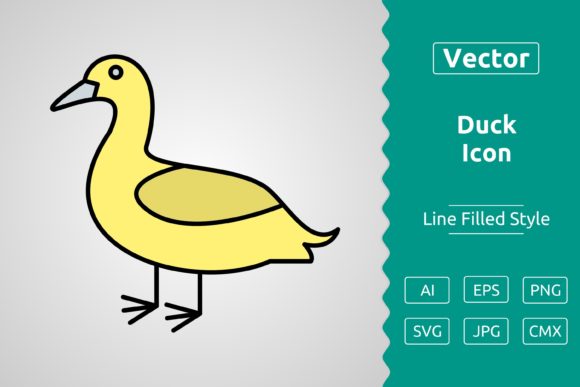 Vector Duck Filled Outline Icon Graphics
