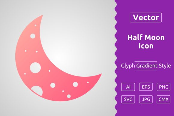 Vector Half Moon Gradient Icon Graphics