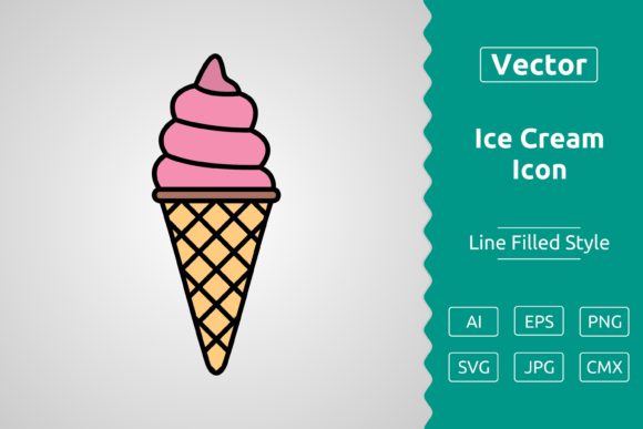Vector Ice Cream Filled Outline Icon Graphics