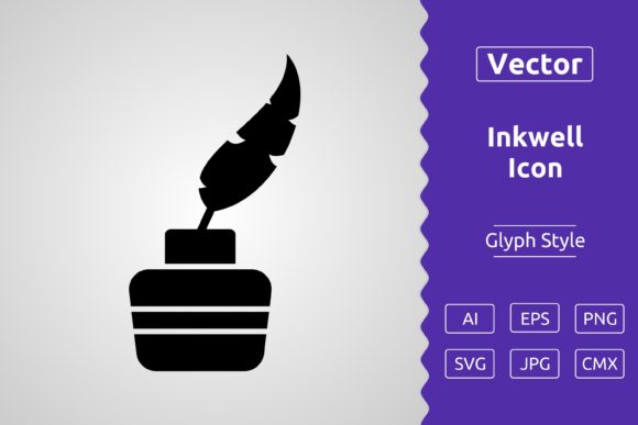 Vector Inkwell Glyph Icon Graphics