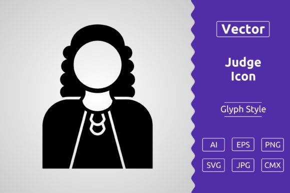 Vector Judge Glyph Icon: A Modern Graphic Design Asset for Content Publishers