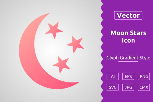 Vector Moon and Stars Gradient Icon