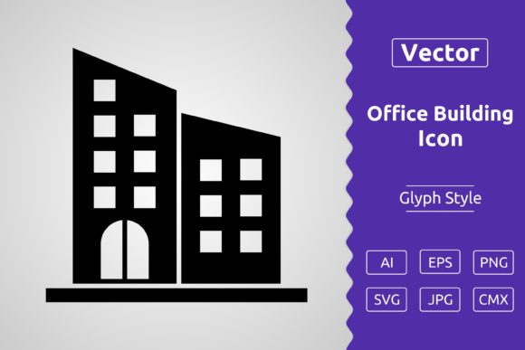Vector Office Building Glyph Icon Graphics