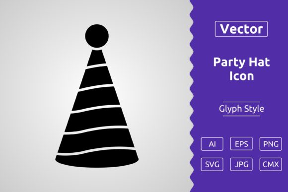Vector Party Hat Glyph Icon Graphics