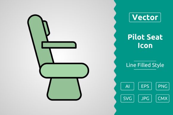Vector Pilot Seat Filled Outline Icon Graphics