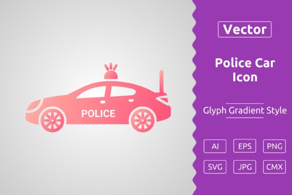Vector Police Car Gradient Icon Graphics