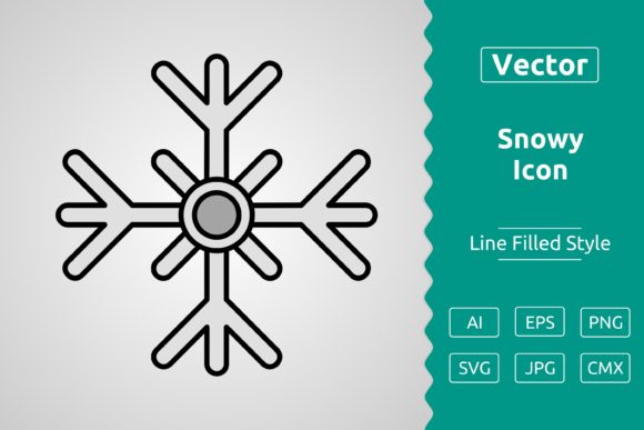 Vector Snowy Filled Outline Icon Graphics