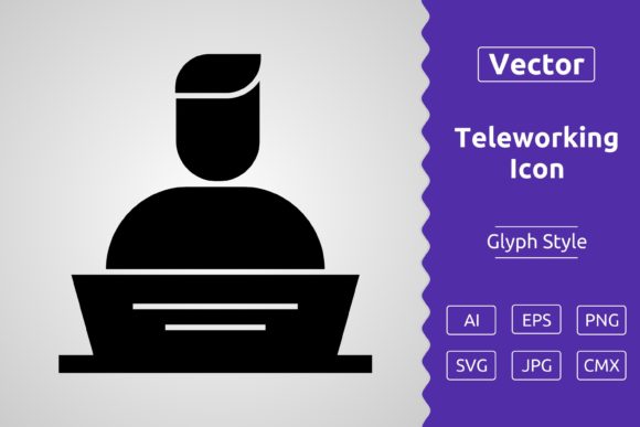 Vector Teleworking Glyph Icon Graphics