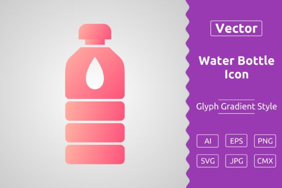 Vector Water Bottle Gradient Icon Graphics